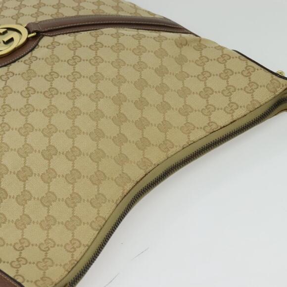 GUCCI GG Canvas Shoulder Bag Beige Gold - Picture 6 of 12